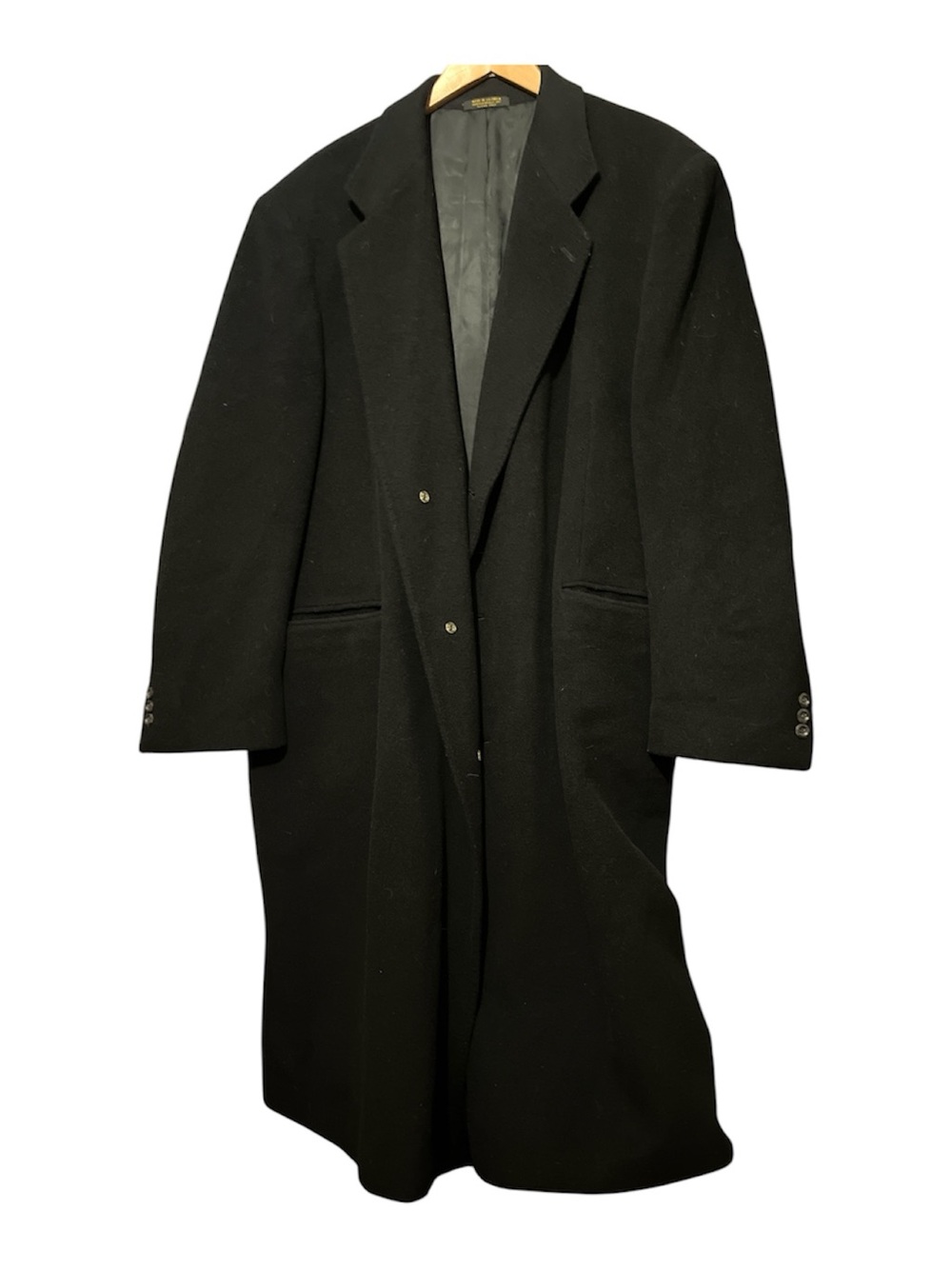 Men's Black Long Cashmere Overcoat- Classic Tailored Coat